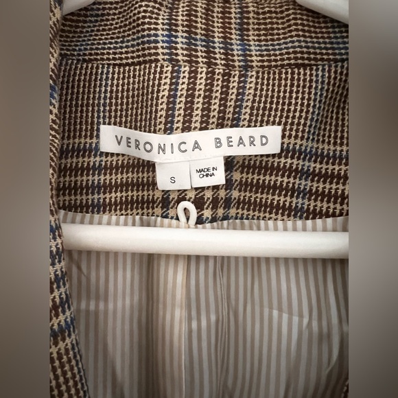Veronica Beard Keaton   Combo Coat Denim Plaid Dickey Jacket Size Small $898 - Picture 7 of 9